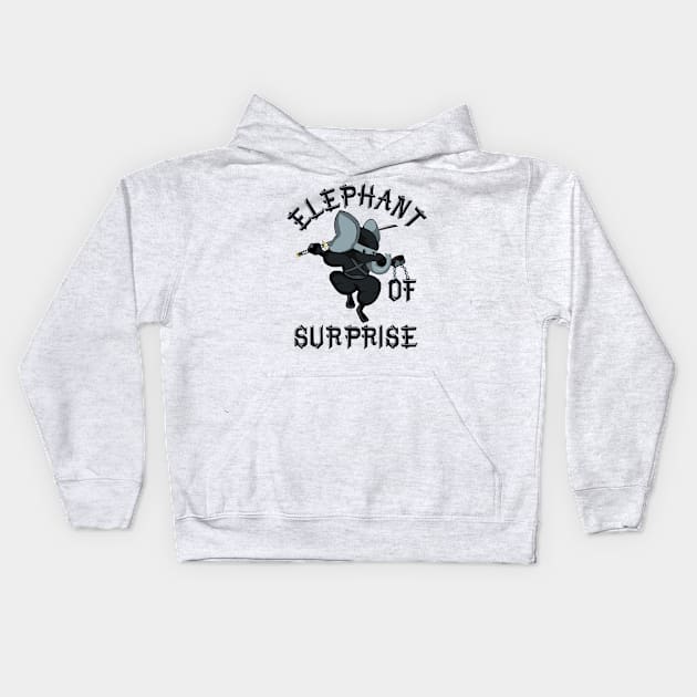 Elephant of Surprise | Funny Elephant Ninja Katana Kung Fu Kids Hoodie by MerchMadness